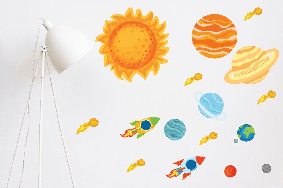 Vinilo Sticker Full color Infantil Planetas Color Decorativo Plancha 120cm - Imagen 2