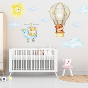 Vinilo Infantil Animales Medios De Transporte 1mt X 60cm