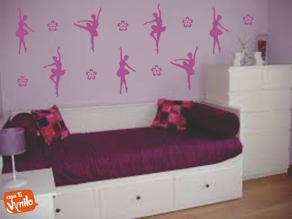 Vinilo Decorativo Infantil Bailarinas De Ballet Flores