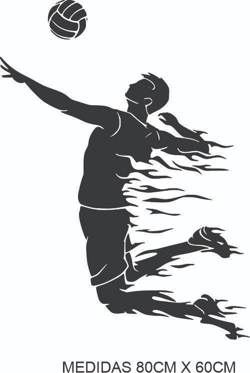 Vinilo Sticker un color Infantil Voleibol Jugador Pelota Pared Decorativo - Imagen 3