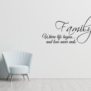 Vinilo Decorativo Frase Family Pared Vidriera Living Cuarto