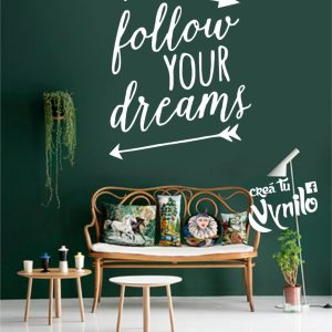 Vinilo Frase Follow Your Dreams Decorativo Modelo A Chico