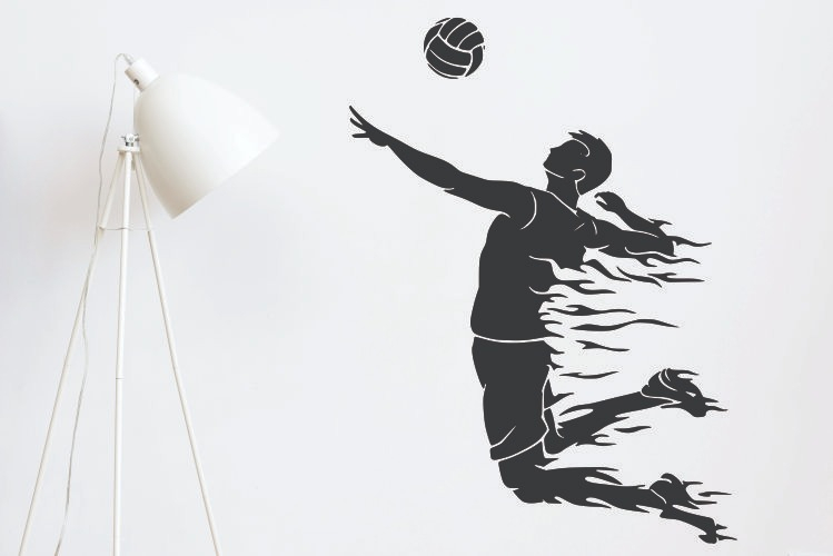 Vinilo Sticker un color Infantil Voleibol Jugador Pelota Pared Decorativo