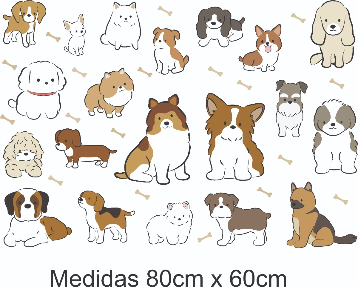 Vinilo Sticker Full color Decorativo Infantil Perros 80cm X 60cm - Imagen 3