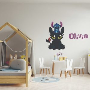Vinilo Decorativo Infantil Stitch Y Chimuelo Personalizado