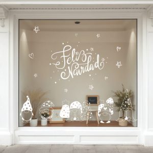 Vinilo Decorativo Feliz Año Fiestas Navidad Vidriera Duende2