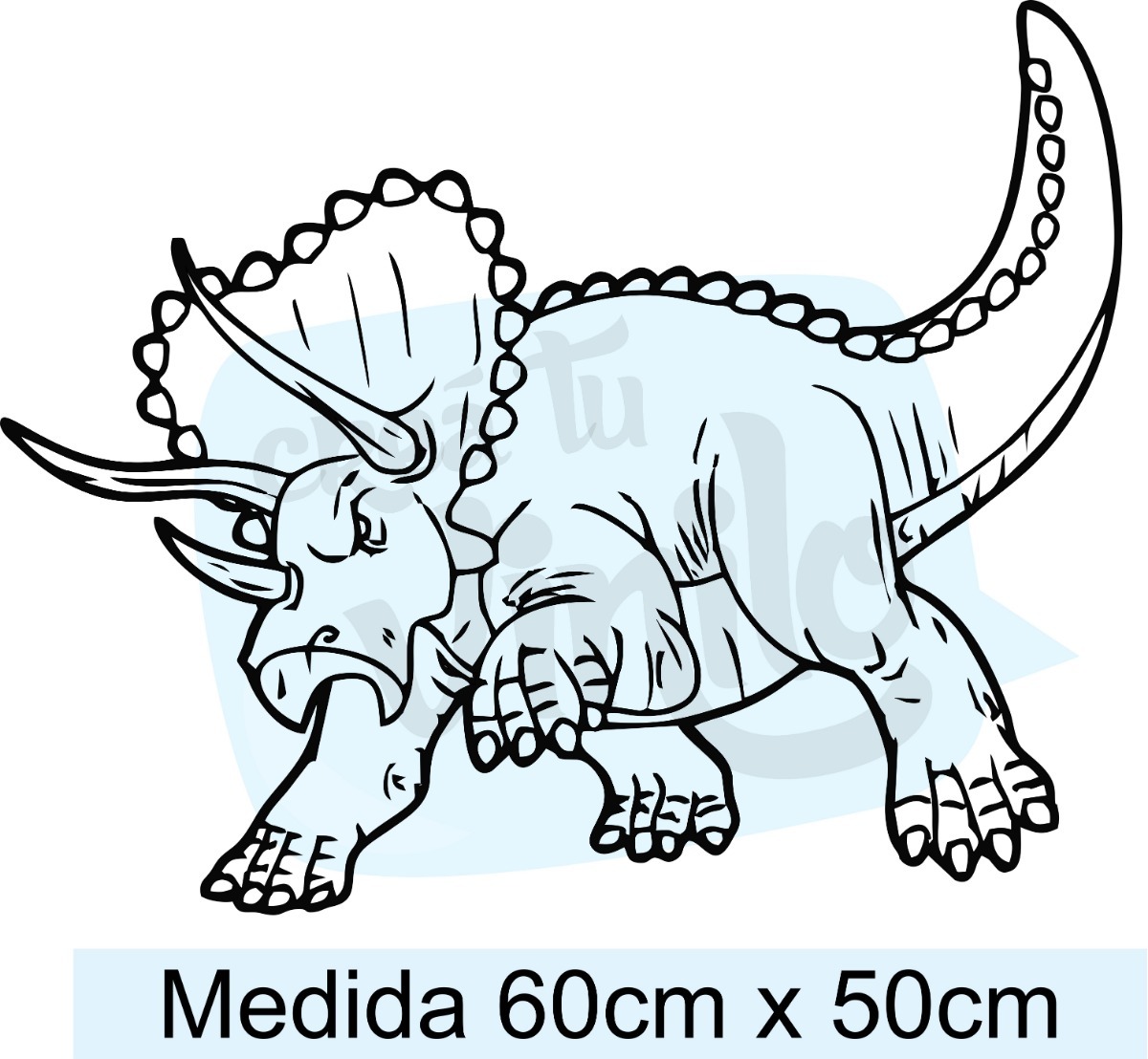 Vinilo Infantil Dinosaurio Triceratops Con Nombre 60x50cm - Imagen 3
