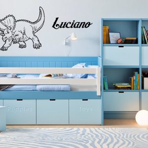 Vinilo Decorativo Infantil Dino Triceraptors C/nombre 60x50