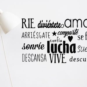 Vinilo Frase Ríe Ama Sonríe Decorativo 1mx60cm Horizontal