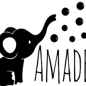 Vinilo Decorativo Infantil Elefante Nombre Adhesivo Pared M1