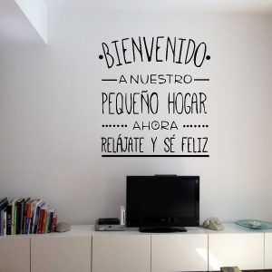 Vinilo Frase Bienvenido Hogar Decoracion Pared. 65x60cm