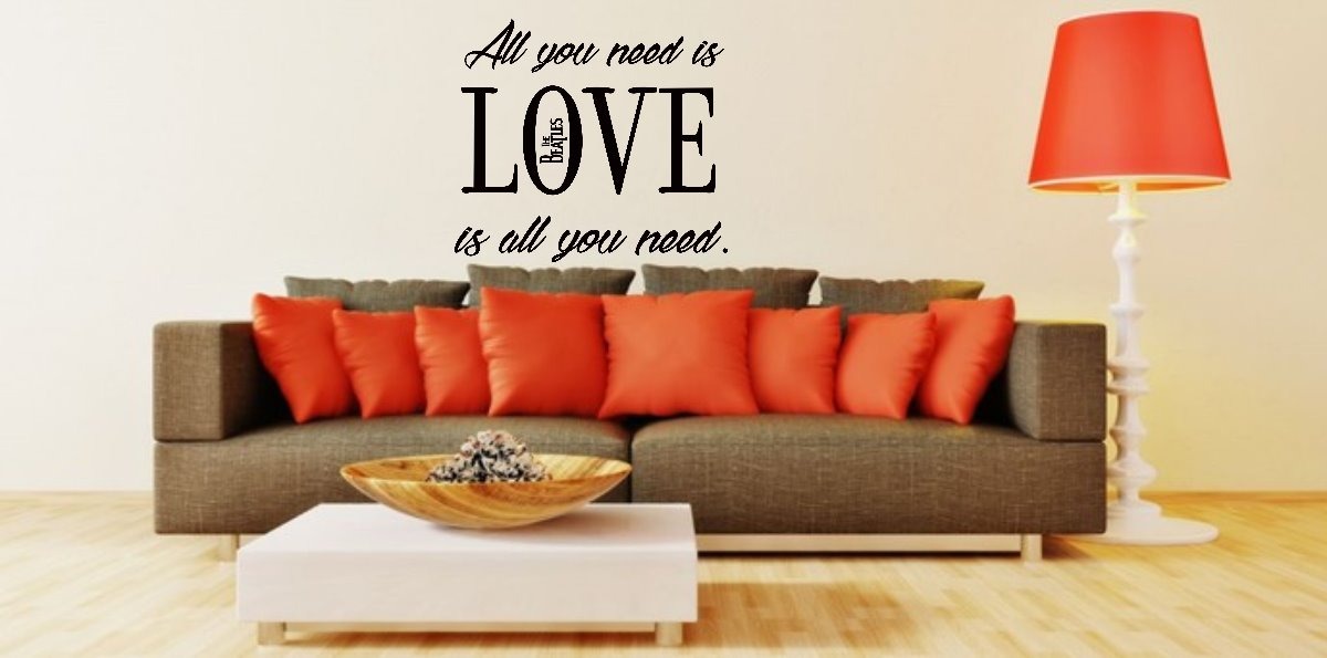 Vinilo Decorativo Frase All You Need The Beatles M1 65cm - Imagen 2