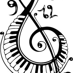 Vinilo Reloj Notas Musicales Decoracion Pared 110cm