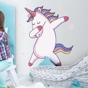 Vinilo Decorativo Infantil Unicornio Bailando Niña 70x60cm