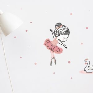 Vinilo Decorativo Infantil Bailarina De Ballet Con Cisne