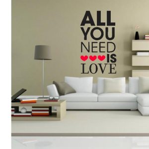 Vinilo Decorativo Frase All You Need The Beatles M2 1m.