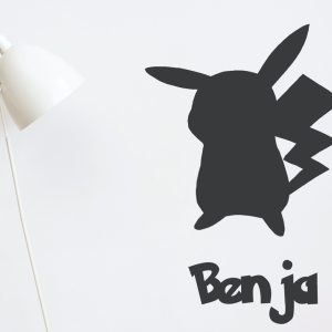 Vinilo Infantil Pikachu Con Nombre Decorativo 60x60cm