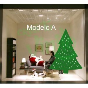 Vinilo Decorativo Navidad Arbol Vidriera Varios Diseños 1mt