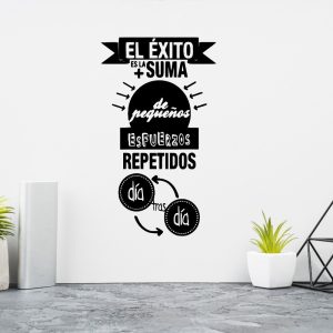 Vinilo Frase El Éxito Es La Suma Motivacional 1mtx60cm M1