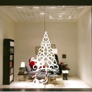 Vinilo Decorativo Navidad Arbol Vidriera 8 Diseños 1mt