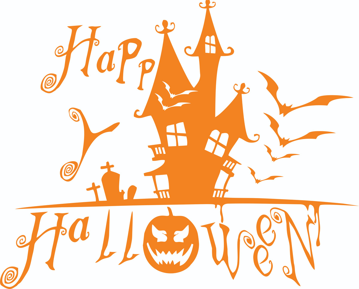 Vinilo Decorativo Hallowen Castillo Happy Hallowen 60x60 Cm