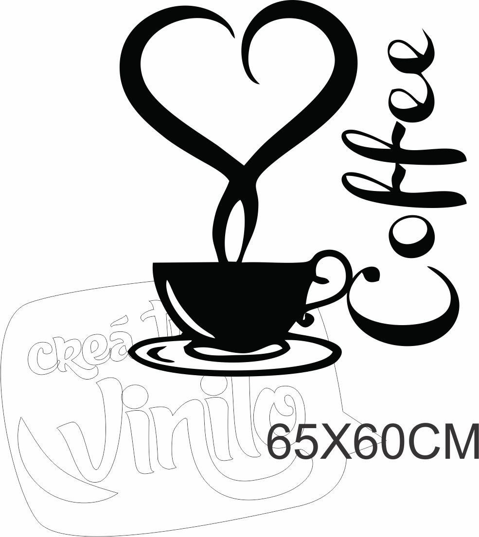 Vinilo Cocina Coffee Corazon Decoracion Pared 65cm - Imagen 2