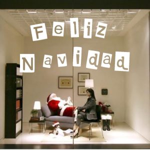 Vinilo Decorativo Feliz Navidad Vidrieras Pared