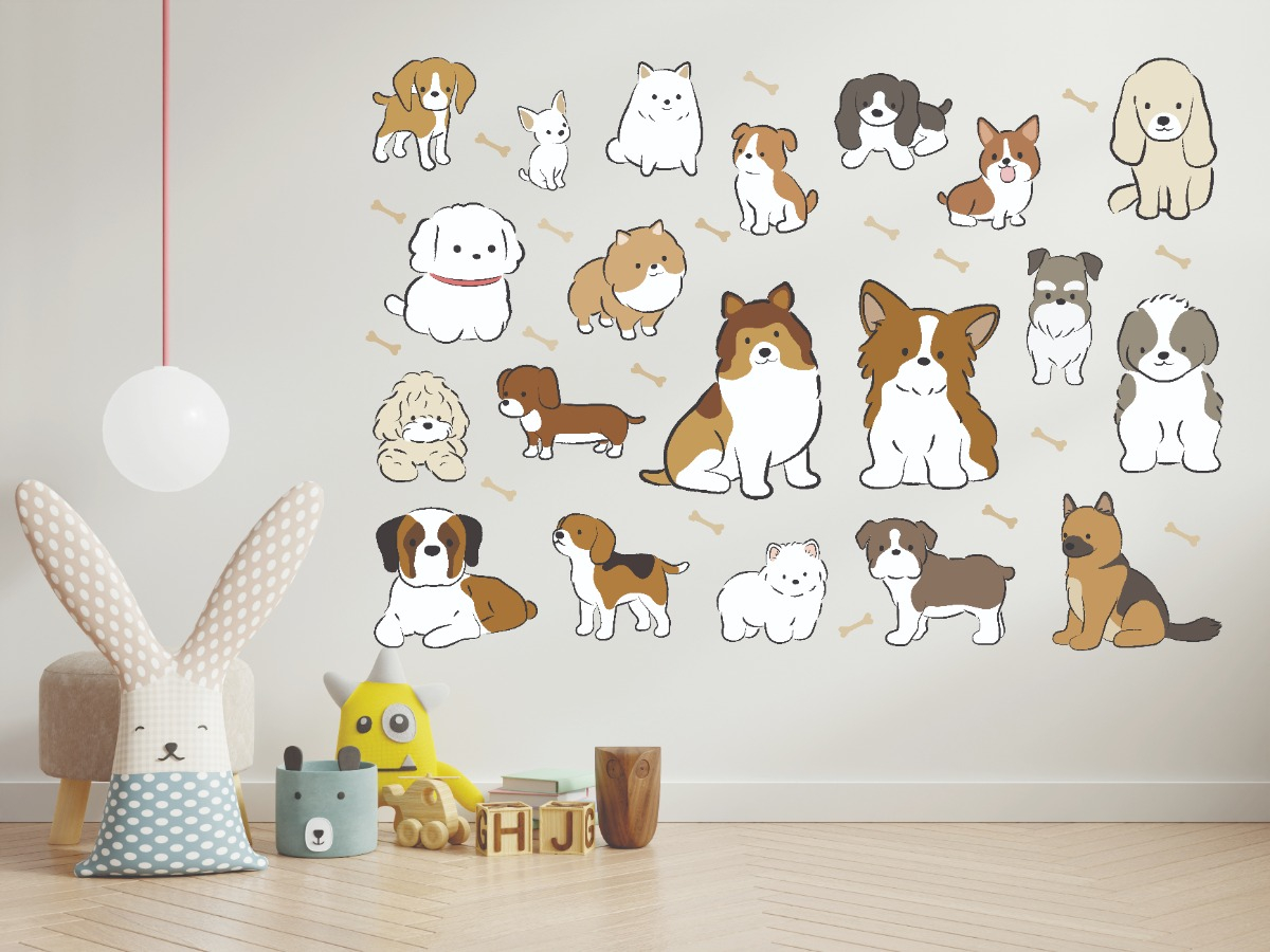 Vinilo Sticker Full color Decorativo Infantil Perros 80cm X 60cm - Imagen 2