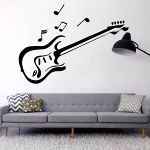 Vinilo Musica Guitarras Decoración De Pared Interiores Mural