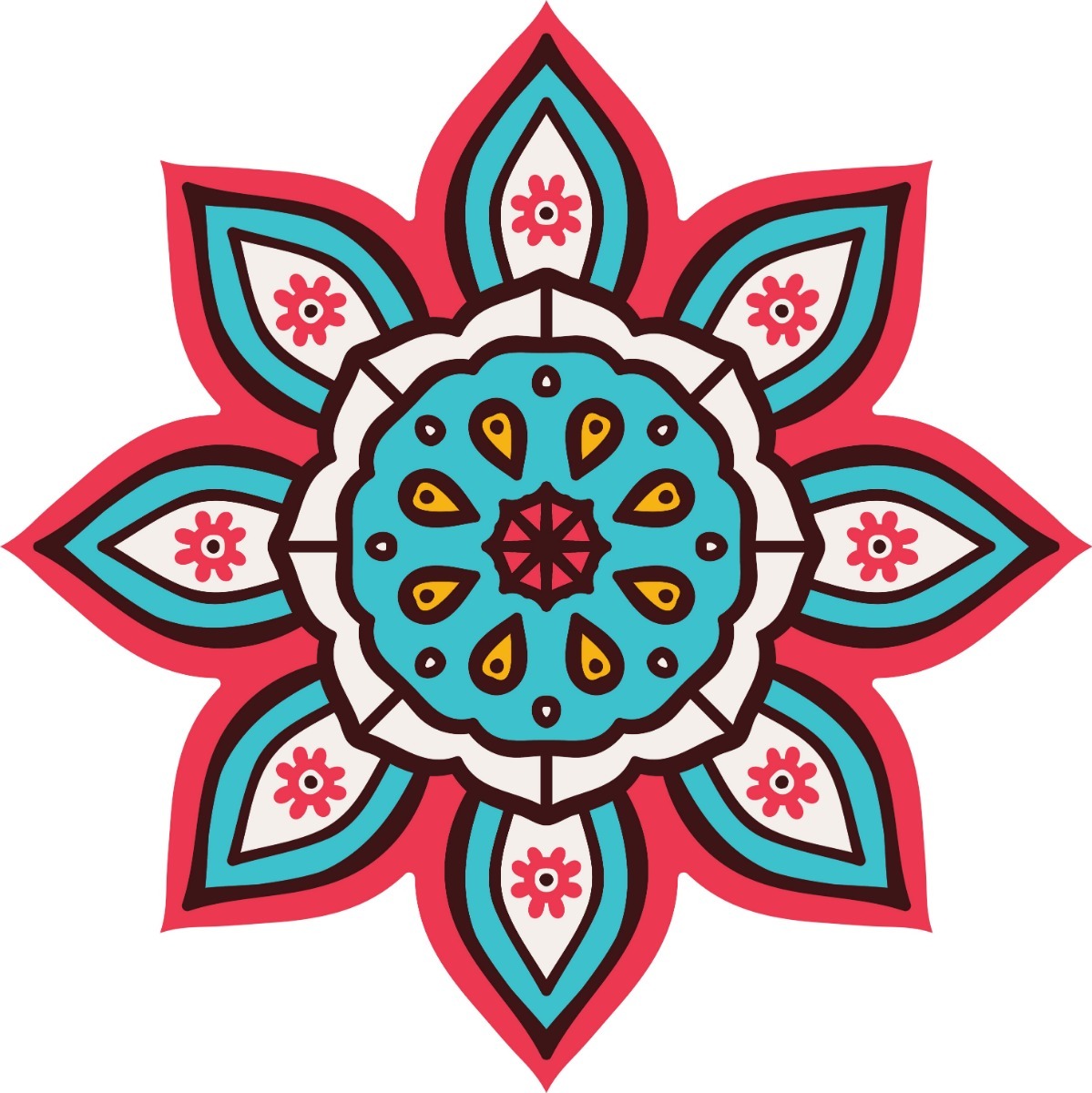 Vinilo Sticker Full color Mandala Decorativo Mural Pared 50x50cm Modelo M