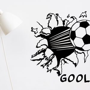 Vinilo Futbol Decorativo Gol Rompe Pared Con Nombre 70x60cm