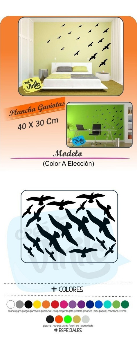 Vinilo Plancha Gaviotas Decoracion 40x30cm - Imagen 4
