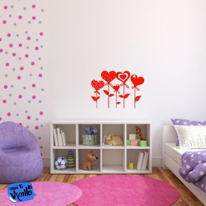 Vinilo Infantil Flores Corazon Decorativo Plancha 40x30cm