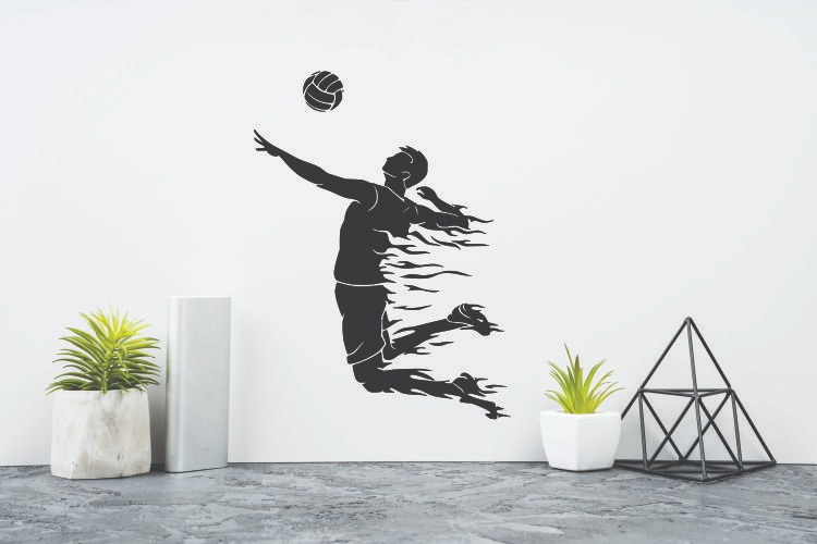 Vinilo Sticker un color Infantil Voleibol Jugador Pelota Pared Decorativo - Imagen 2