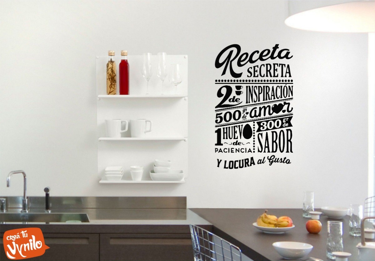 Vinilo Frase Cocina Receta Secreta Decoracion 60x40cm - Imagen 3