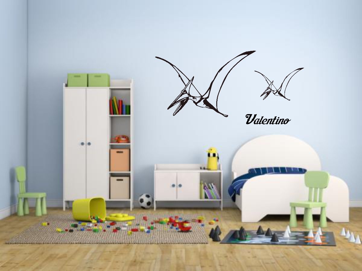 Vinilo Decorativo Infantil Dino Pterodactylo C/nombre 90x60 - Imagen 2