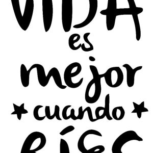 Vinilo Frase La Vida Cuando Ries Decoracion Hogar 60x40