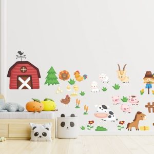 Vinilo Infantil Animales De La Granja Plancha 1mt X 60cm