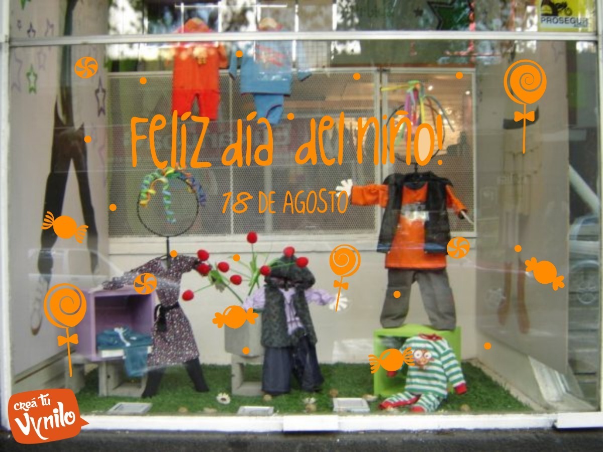 Vinilo Día Del Niño Decoracion Vidrieras Pared