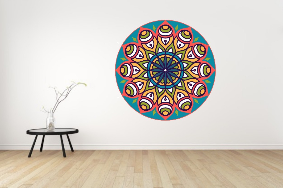 Vinilo Sticker Full color Mandala Decorativo Mural Pared 50x50cm Modelo N - Imagen 2