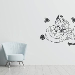 Vinilo Infantil Rapunzel Con Nombre Modelo A Decorativo