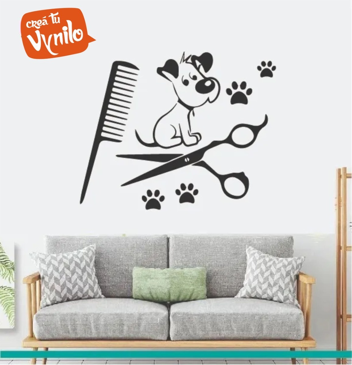 Vinilo Decorativo Veterinaria Peluqueria Canina Vidriera M4