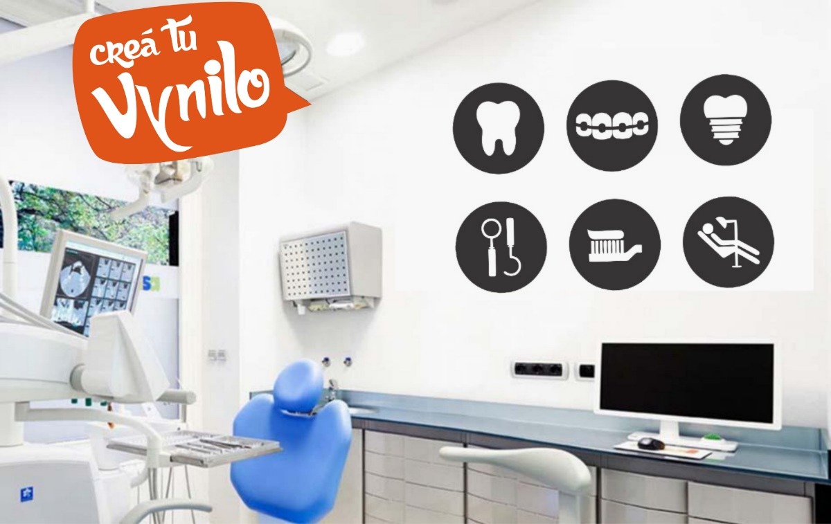 Vinilo Dentista Odontologo Simbolos Decorativos 60x40cm - Imagen 3