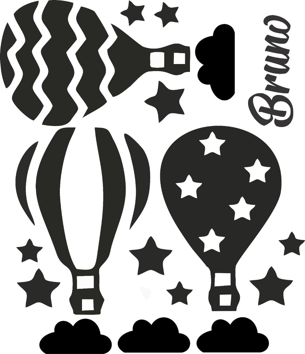 Vinilo Decorativo Infantil Globo Nubes Y Estrellas C/nombre - Imagen 2