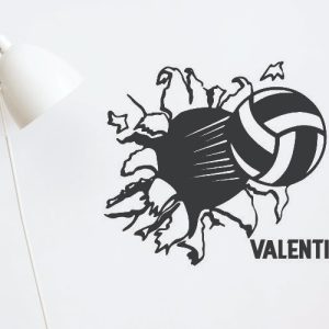 Vinilo Infantil Voleibol Rompe Pared Con Nombre Decorativo