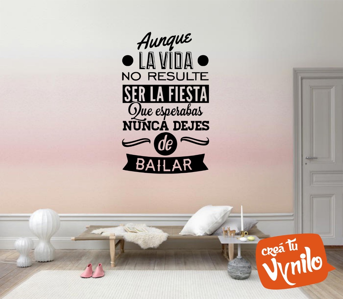 Vinilo Frase Aunque La Vida.. Decoracion Pared 60x40cm - Imagen 3