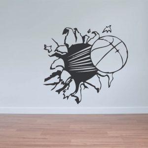 Vinilo Decorativo Pelota Basquet Rompe Pared Deporte 60x60