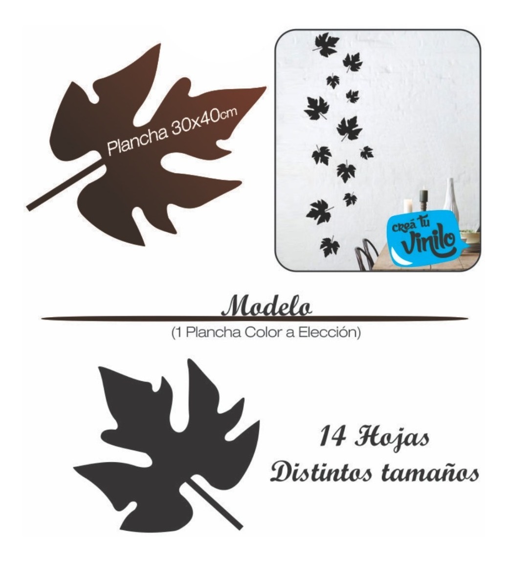 Vinilo Plancha Hojas Otoño Decorativo 40x30cm - Imagen 2