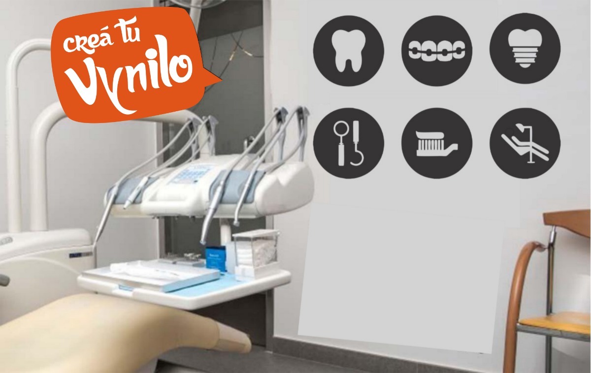 Vinilo Dentista Odontologo Simbolos Decorativos 60x40cm - Imagen 2
