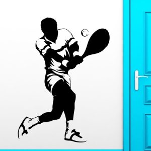 Vinilo Decorativo Jugador Tenis Pelota Pared 80x60cm